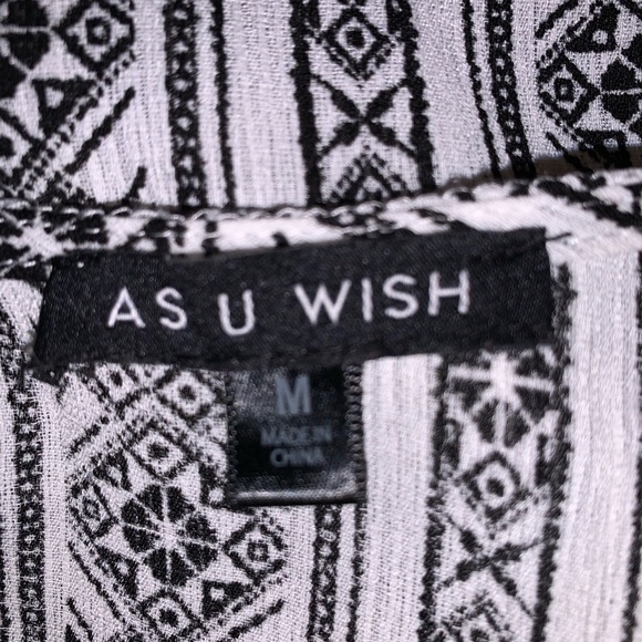 As You Wish M- black & white tribal shorts romper - Picture 3 of 3